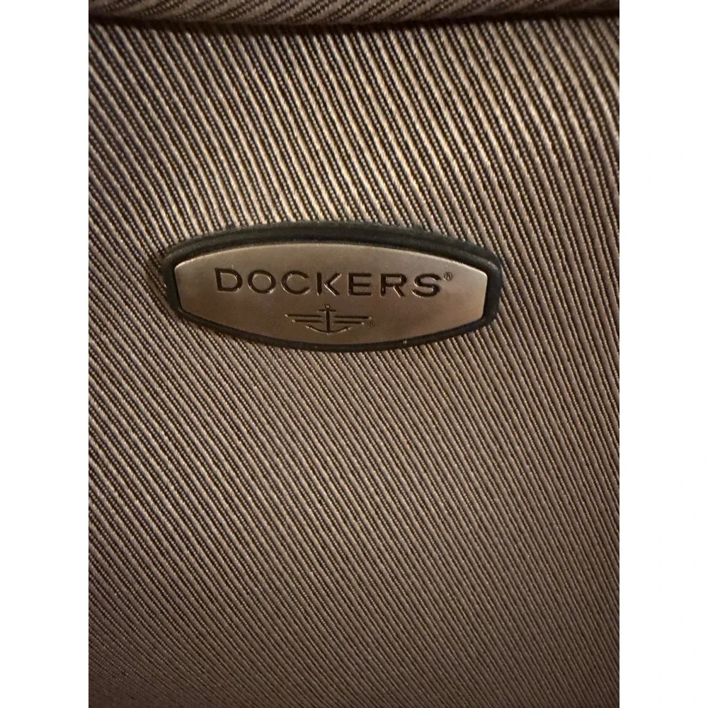 Dockers Travel Duffel Bag Tan Brown Striped Weekend Carry On‎ Gym Bag